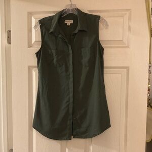 Merona Dark Green Sleeveless Button-Down Shirt